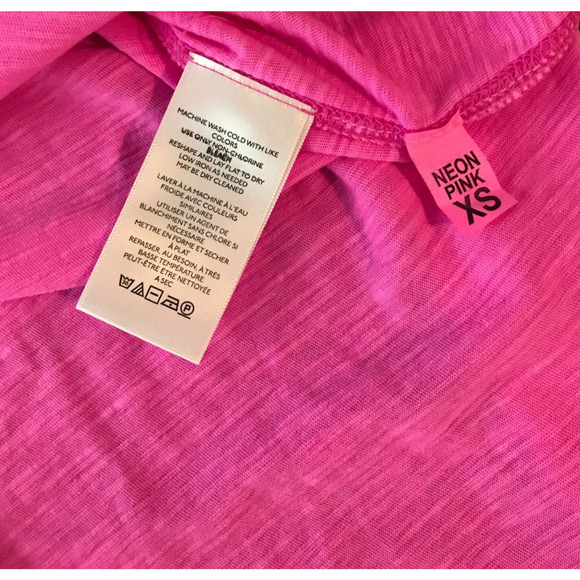 Anthropologie Pilcro Jordyn Cotton Slub Oversized Neon Pink Tee - Extra Small - Picture 8 of 9